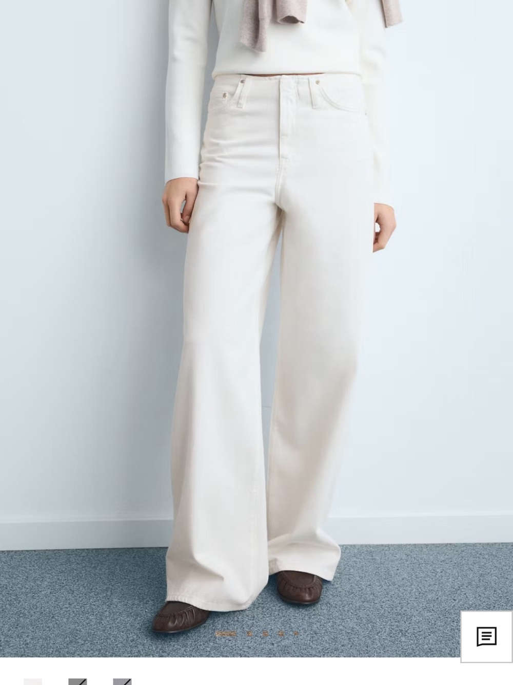 Wide Leg High-Rise Women's Jeans in Cream